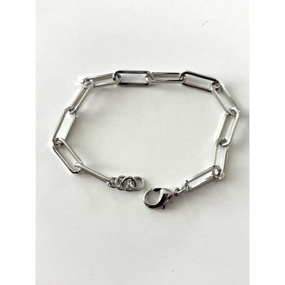 Silver Paperclip Chain Bracelet With Lobster Clasp - Picture 3 of 5